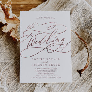 Romantic Rose Gold Calligraphy The Wedding Of Invitation