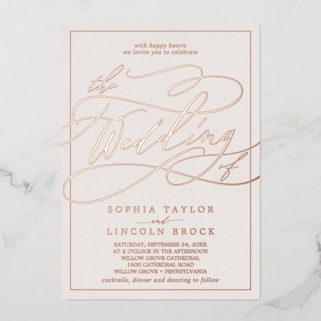 Romantic Rose Gold Foil | Blush Frame Wedding (Front)