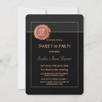 Romantic Rose Gold Glitter Monogram SWEET 16