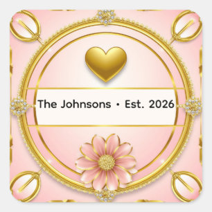 💗 Romantic Rose Gold Heart Theme ✨ Square Sticker