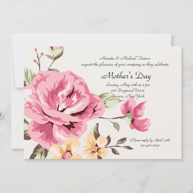 Romantic Rose Invitation (Front)