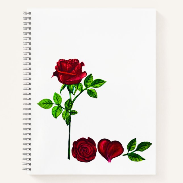 Romantic Rose LOVE Notebook - Unique Hand-Painted (Front)