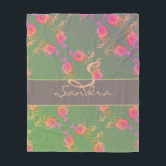 Romantic Rose Monogram  Fleece Blanket<br><div class="desc">If she loves roses,  moss green and pinks,  AND needs a fleece blanket to cuddle up with,  perhaps my original romantic rose graphics will be just the thing!</div>