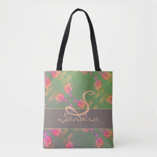 Romantic Rose Monogram Tote Bag