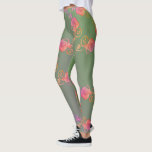 Romantic Rose & Moss Leggings<br><div class="desc">Inspired by my passion for Fabergè eggs,  I designed this rose heart pattern you can find on dozens of custom products here at Zazzle! I'm also available for any illustration or customisation you wish,  just message me and I'll get back to you as soon as I can!</div>