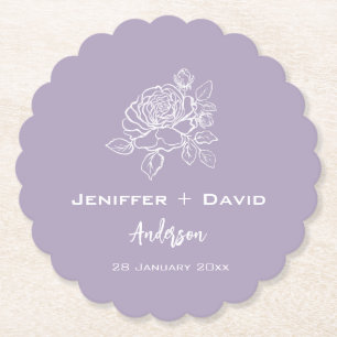 Romantic Rose Personalised Wedding/ Bridal Shower Paper Coaster