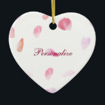 Romantic Rose Petals Ceramic Tree Decoration<br><div class="desc">Romantic Rose Petals pink peach watercolor floral</div>