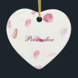 Romantic Rose Petals Ceramic Tree Decoration<br><div class="desc">Romantic Rose Petals pink peach watercolor floral</div>
