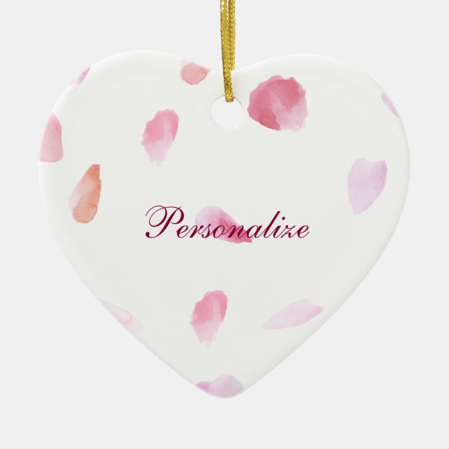 Romantic Rose Petals Ceramic Tree Decoration (Front)