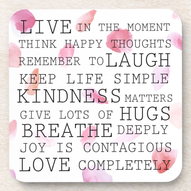 Romantic Rose Petals inspirational words Coaster (Front)