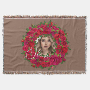 Romantic Rose Photo Frame For Lover Throw Blanket