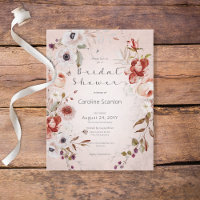 Romantic Rose Pink Floral Bridal Shower Invitation