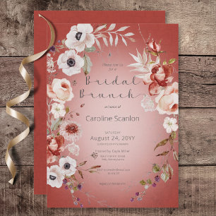Romantic Rose Red Floral Bridal Brunch Invitation