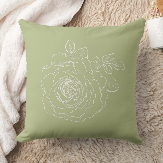 Romantic Rose Sketch Modern Floral  Cushion (Blanket)