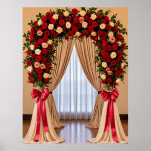 Romantic Rose Wedding Arch With Satin Bows 🌹 Poster