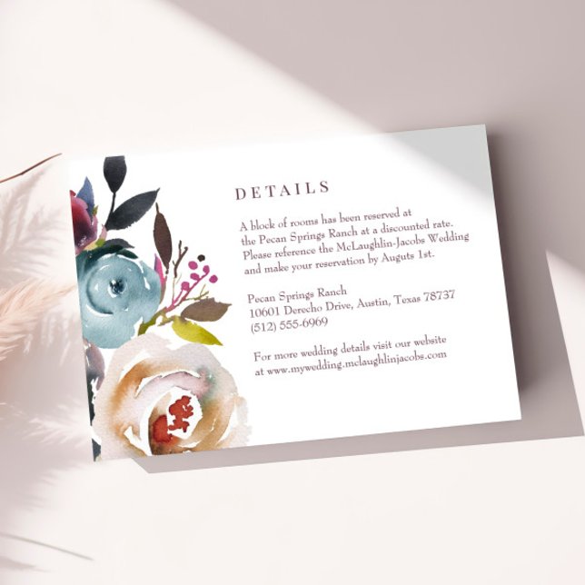 Romantic Rose Wedding Invitation Details Card (Creator Uploaded)