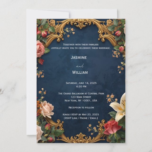 Romantic Rose Wedding Invitation Set (Front)