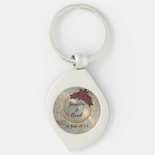 Romantic Rose Wreath Feather Wedding Key Ring
