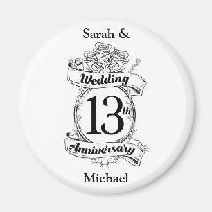 Romantic Roses 13TH thirteenth wedding anniversary Magnet