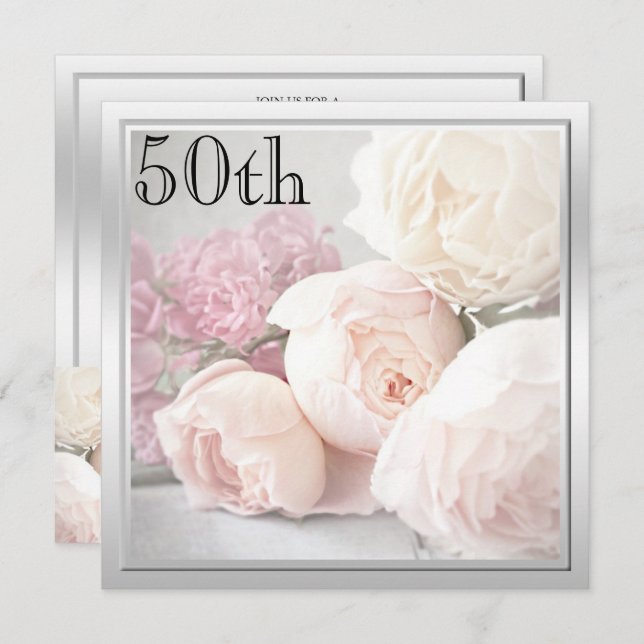Romantic Roses 50th Birthday Party Invitation (Front/Back)