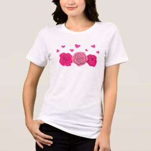 Romantic Roses and Hearts Elegant Valentine's Day  Tri-Blend Shirt