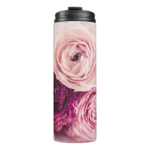 Romantic roses bouquet: vintage branding. thermal tumbler