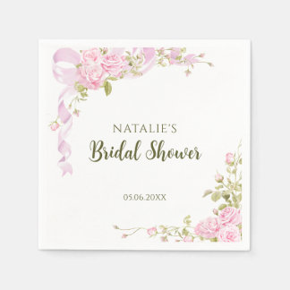 Romantic Roses Chic Floral Bridal Shower Napkin