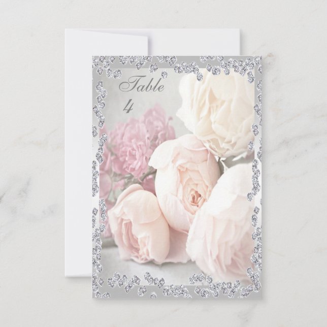 Romantic Roses & Diamonds Invitation (Back)