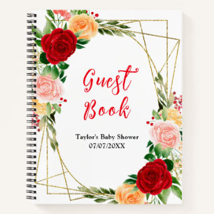 Romantic Roses Floral Baby Shower Guest Book