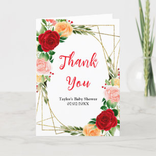Romantic Roses Floral Baby Shower Thank You Card