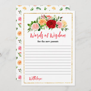 Romantic Roses Floral Baby Shower Words Of Wisdom Invitation
