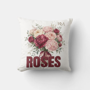 Romantic Roses Floral Bouquet Elegant Flower Desig Cushion
