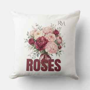 Romantic Roses Floral Bouquet Elegant Flower Desig Cushion