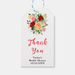 Romantic Roses Floral Bridal Shower Thank You Gift Tags