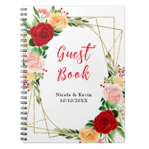 Romantic Roses Floral Wedding Guest Book