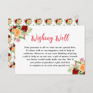 Romantic Roses Floral Wedding Wishing Well Enclosure Card