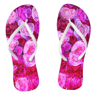 Romantic Roses Flowers Bouquet Floral Pink Jandals