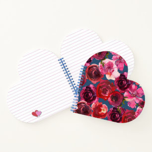 Romantic Roses Heart Notebook
