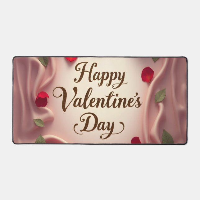 Romantic Roses & Heart Valentine Design Desk Mat (Front)