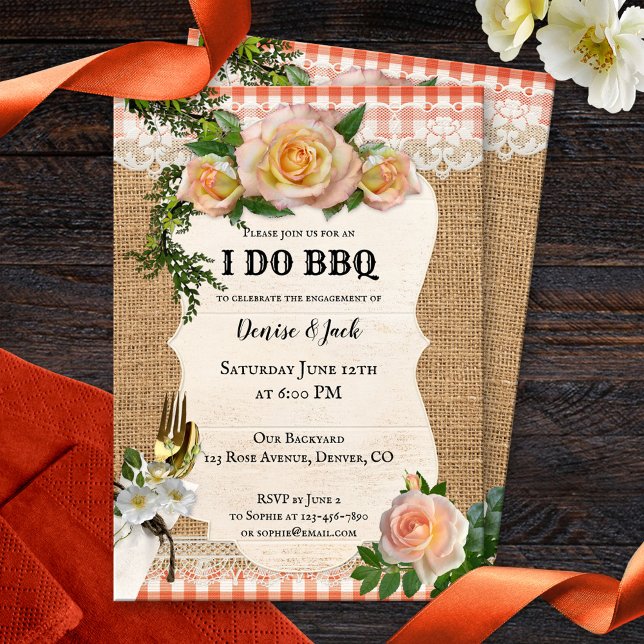 Romantic Roses I DO BBQ Engagement Party Invitation (Creator Uploaded)