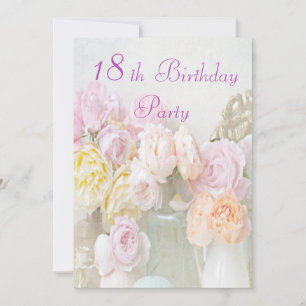 Romantic Roses in Jars 18th Birthday Party Invitation