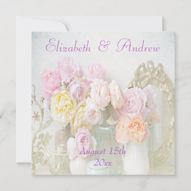 Romantic Roses in Jars Wedding Invite (Front)
