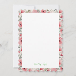 Romantic Roses in Soft Pink & Greens Stationery Invitation