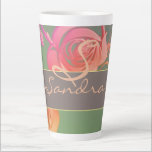 Romantic Roses Monogram    Latte Mug<br><div class="desc">If she loves roses,  romantic pinks and moss greens,  especially on her cafè latte mug,  then perhaps Zazzle's mugs donning my original rose graphics is just the gift you're looking for!</div>