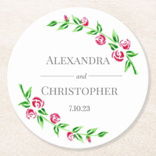 Romantic Roses Round Paper Coaster