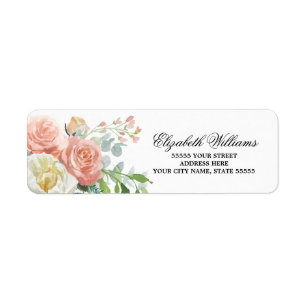 Romantic Roses Watercolor Wedding Return Address