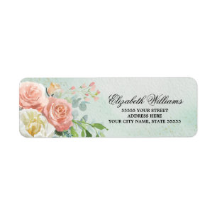 Romantic Roses Watercolor Wedding Return Address