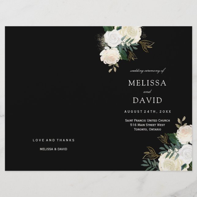 Romantic Roses Wedding Programs (Front)