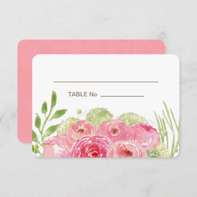 Romantic Roses Wedding Table Place Card (Front/Back)