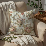 Romantic Roses & Wildflowers Vintage Garland Cushion<br><div class="desc">This elegant seamless watercolor pattern features romantic floral garlands formed by graceful bouquets of roses and delicate wildflowers connected with scrolling botanical vines. The curved floral swags create an ornamental lattice composition, giving the design a refined and decorative rhythm reminiscent of classic Victorian wallpapers. Soft pink roses bloom alongside tiny...</div>
